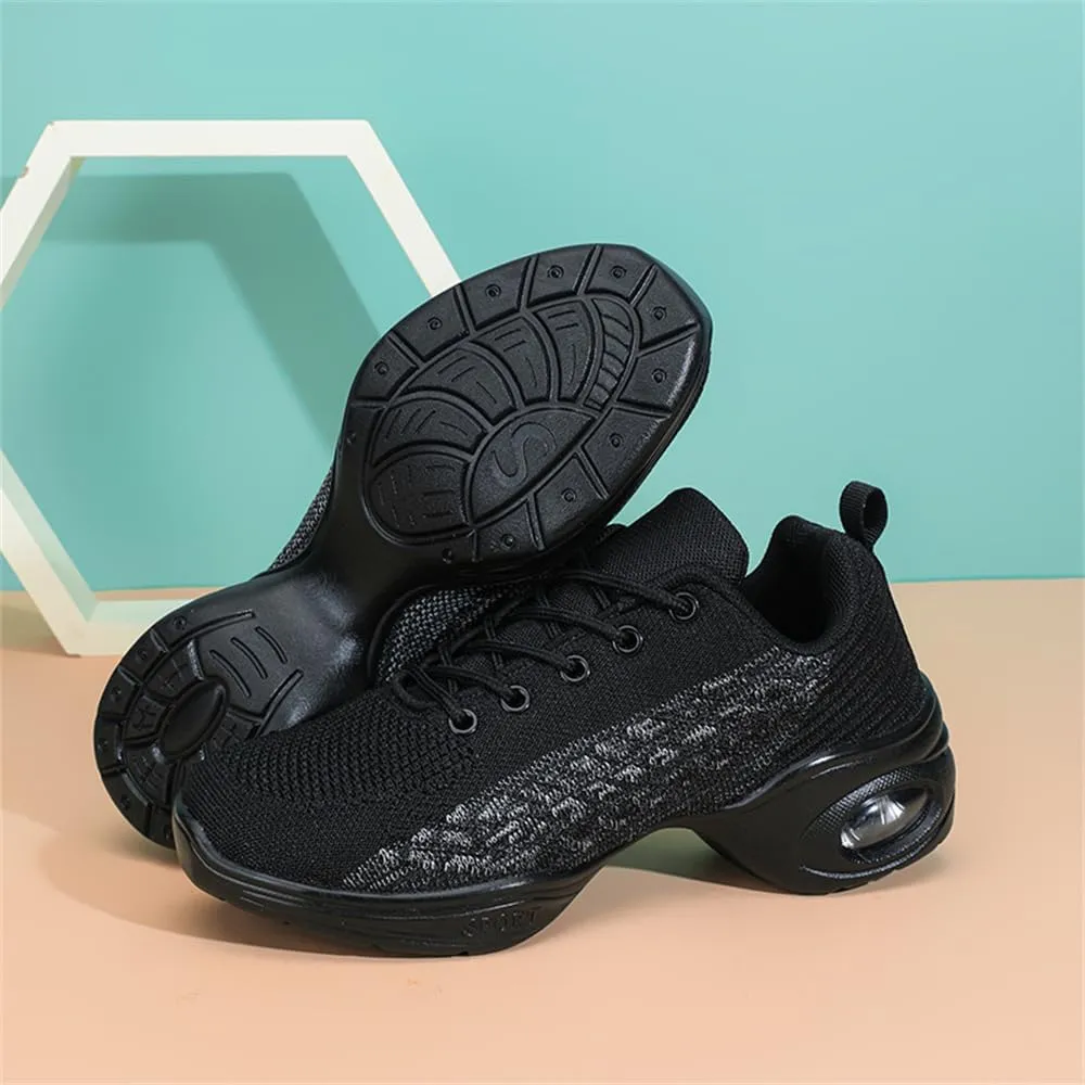 Women's Jazz Shoes Lace-up Sneakers Modern Dance Shoes Cushion Platform Walking Dance Shoes
