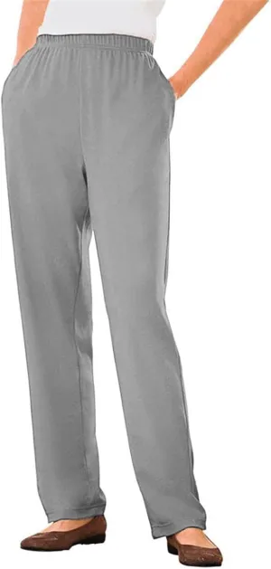 Women's Knit Pull on Sweatpants, Cotton Blend with Flat Front Waistband