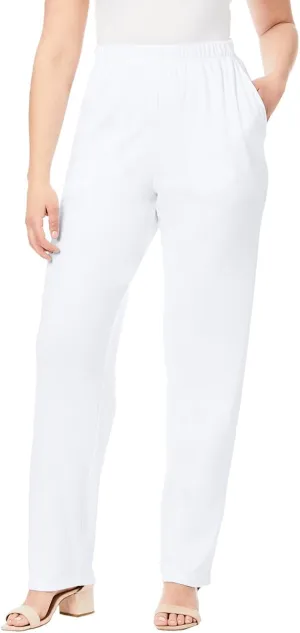 Women's Knit Pull on Sweatpants, Cotton Blend with Flat Front Waistband