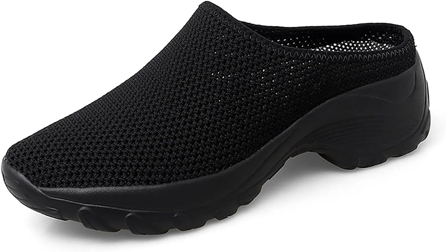 Women's Knitting Platform Orthopedic Clogs Mules Slip On Lightweight Breathable Arch Support Wedge Backless Sneakers Summer Outdoor Non-Slip Slipper Walking Shoes for Daily Work