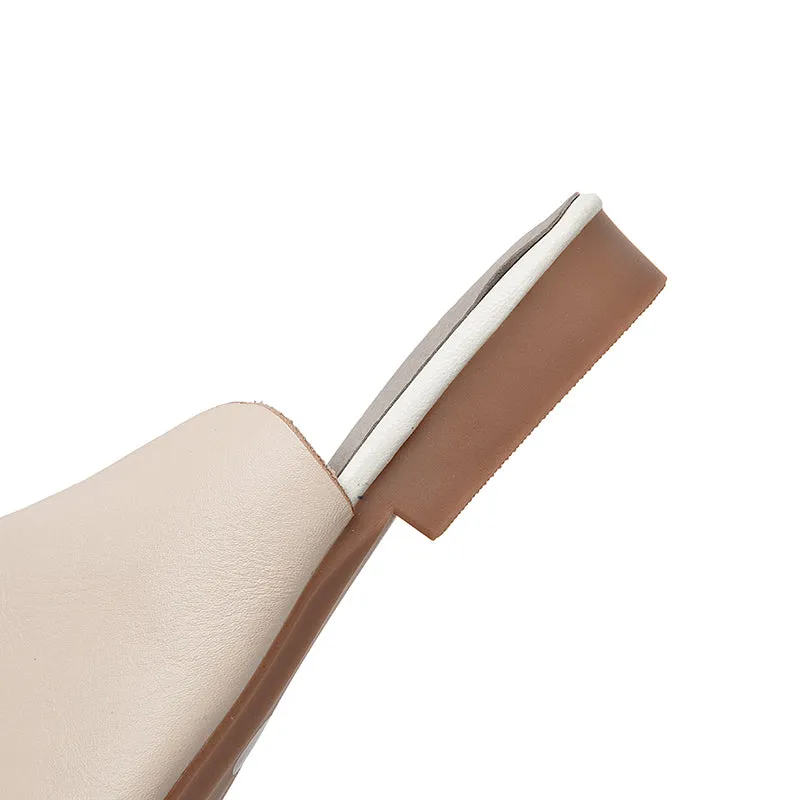 Women's Leather Comfort Slant Cut Pointed Toe Mule Shoes