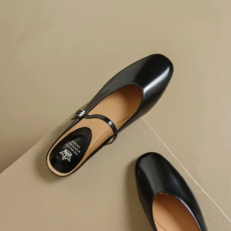 Women's Leather Metallic Color Flat Comfort Mary Jane Mule Shoes