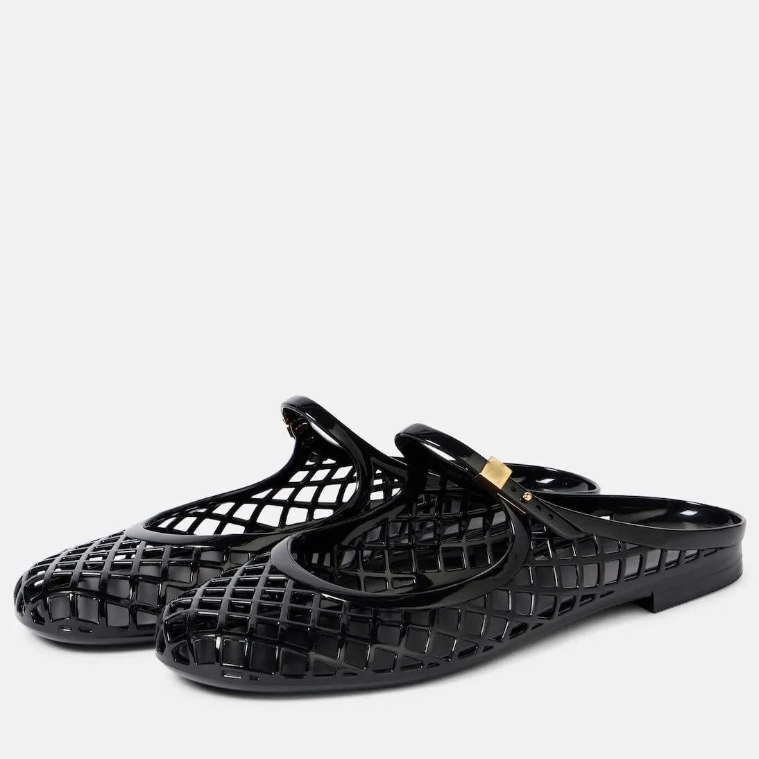 Women's Mary Jane Mules Breathable Jelly Slide Sandals Buckle Straps Cutout Fishnet Flats Comfortable Flat Beach Shoes