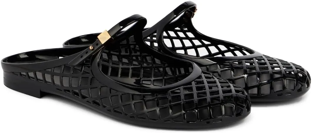 Women's Mary Jane Mules Breathable Jelly Slide Sandals Buckle Straps Cutout Fishnet Flats Comfortable Flat Beach Shoes