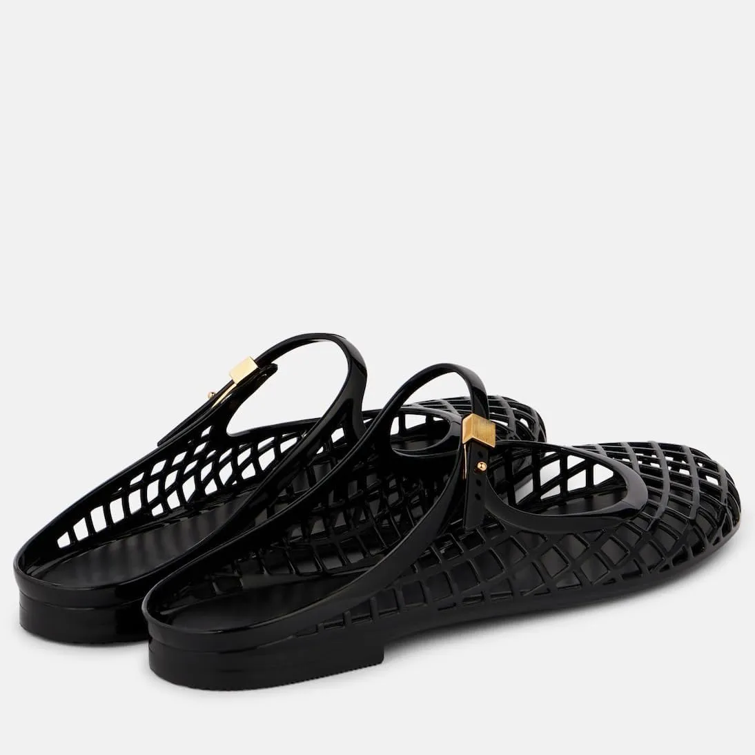 Women's Mary Jane Mules Breathable Jelly Slide Sandals Buckle Straps Cutout Fishnet Flats Comfortable Flat Beach Shoes