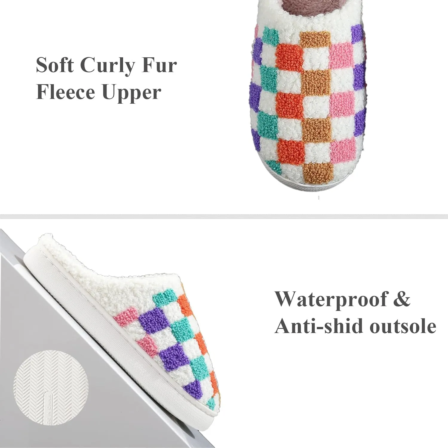 Womens Mens Slip on House Slippers Memory Foam Slippers Scuff Outdoor Indoor Warm Plush Bedroom Shoes