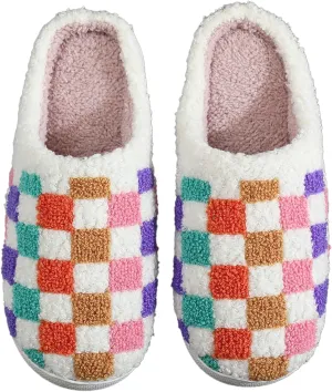 Womens Mens Slip on House Slippers Memory Foam Slippers Scuff Outdoor Indoor Warm Plush Bedroom Shoes