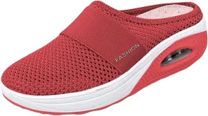 Women's Mule Shoes Air-Cushion Slip-On Walking Shoes Summer Backless Walking Sneakers Mesh Arch-Support Orthopedic Diabetic Shoe Casual Lightweight Breathable Slippers Closed Toe Slides