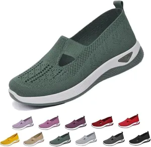 Women's Orthopedic Breathable Shoes,Women Woven Orthopedic Breathable SoftShoes Arch Support Slip-On Sneakers, Indoor Outdoor Casual Walking Anti-Skid Sports Shoes