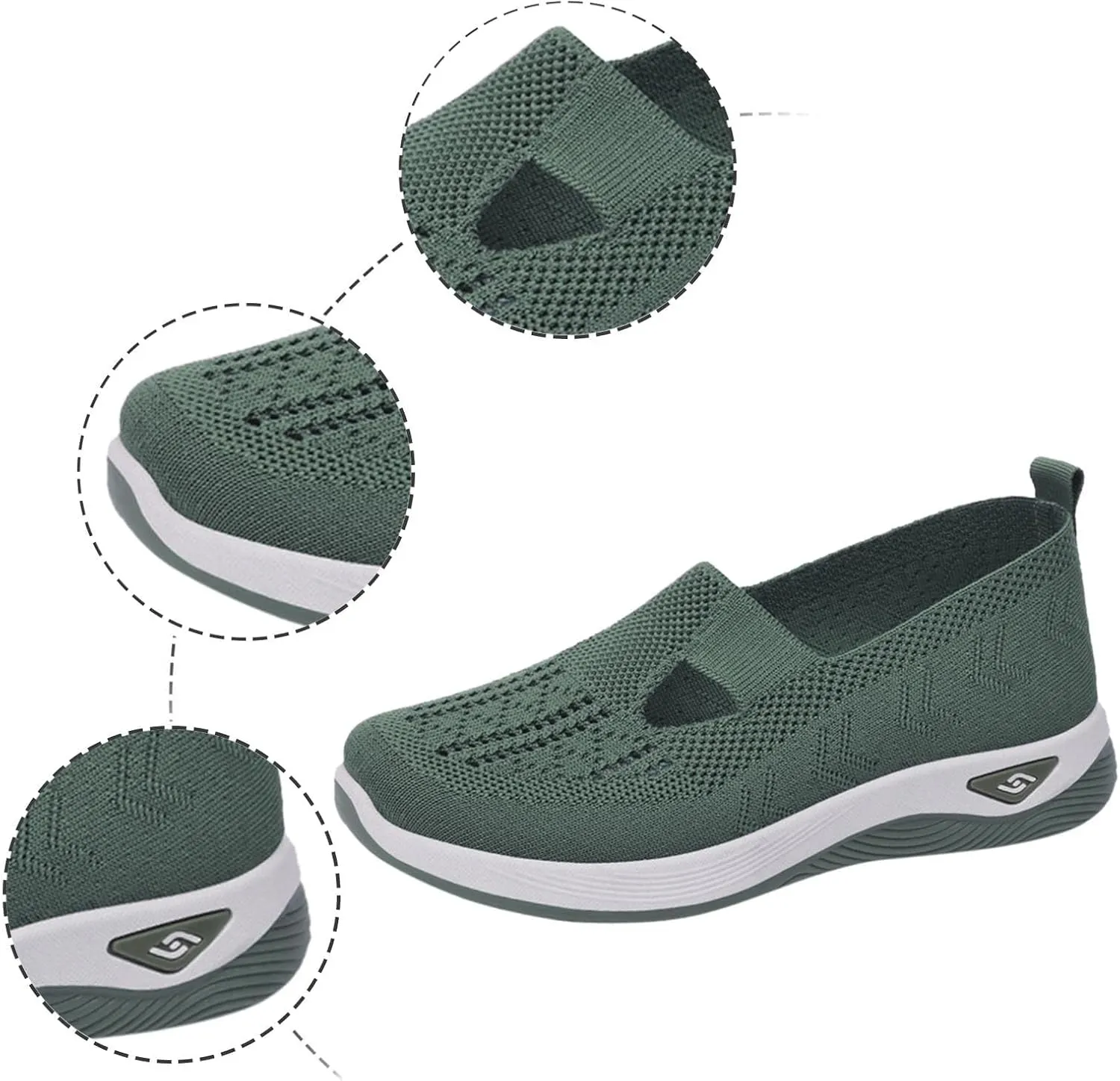 Women's Orthopedic Breathable Shoes,Women Woven Orthopedic Breathable SoftShoes Arch Support Slip-On Sneakers, Indoor Outdoor Casual Walking Anti-Skid Sports Shoes
