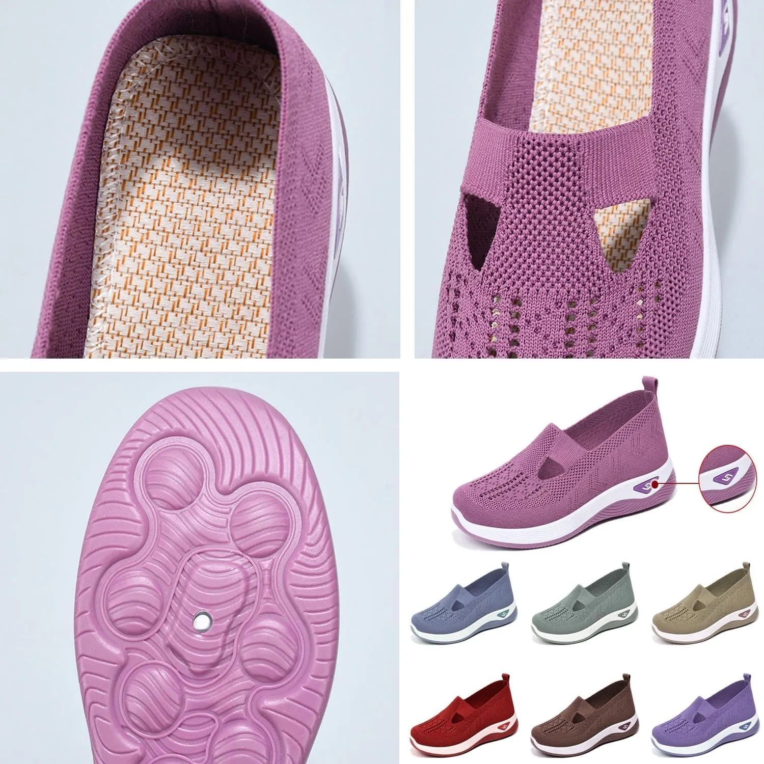 Women's Orthopedic Breathable Shoes,Women Woven Orthopedic Breathable SoftShoes Arch Support Slip-On Sneakers, Indoor Outdoor Casual Walking Anti-Skid Sports Shoes