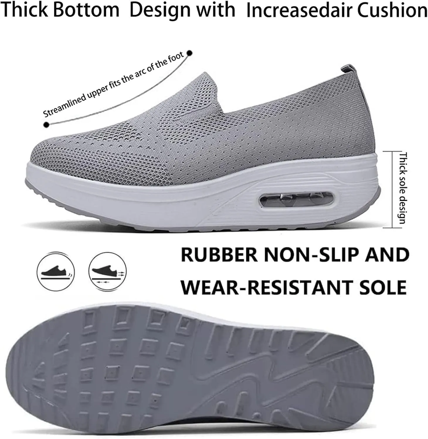 Women's Orthopedic Sneakers, 2023 New Air Cushion Non-Slip Walking Shoes, Breathable Mesh Platform Sneakers, Arch Support Orthopedic Stretch Shoes for Women