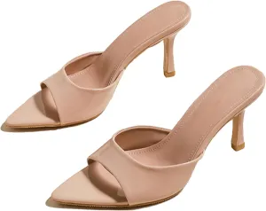 Women's Patent Leather Pointed Toe Open Toe High Heel Sandals Comfortable Slingback Slip-On Mule Sandals Fashionable Formal Party Dresses Pumps