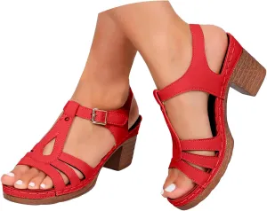 Women'S Platform Chunky Block High Heel Dress Sandals 2025 Summer Open Toe Strappy Casual Lightweight Heeled Sandal Comfortable Beach Vacation Travel Walking Party Dress Sandals