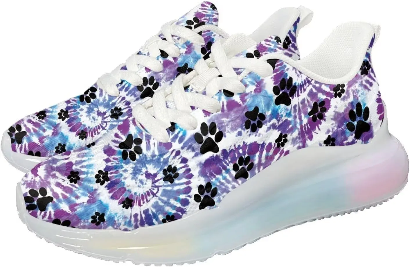 Women's Rainbow Sneaker Cozy Lightweight Air Cushion Footwear Travel Sneaker Breathable Anti-Slip Walking Shoes for Women US 6-11