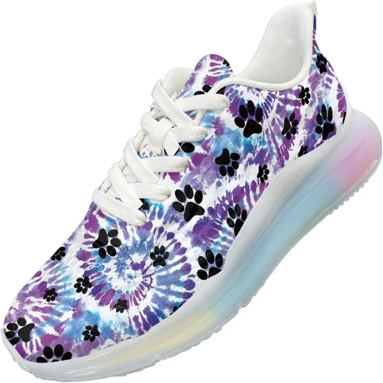Women's Rainbow Sneaker Cozy Lightweight Air Cushion Footwear Travel Sneaker Breathable Anti-Slip Walking Shoes for Women US 6-11