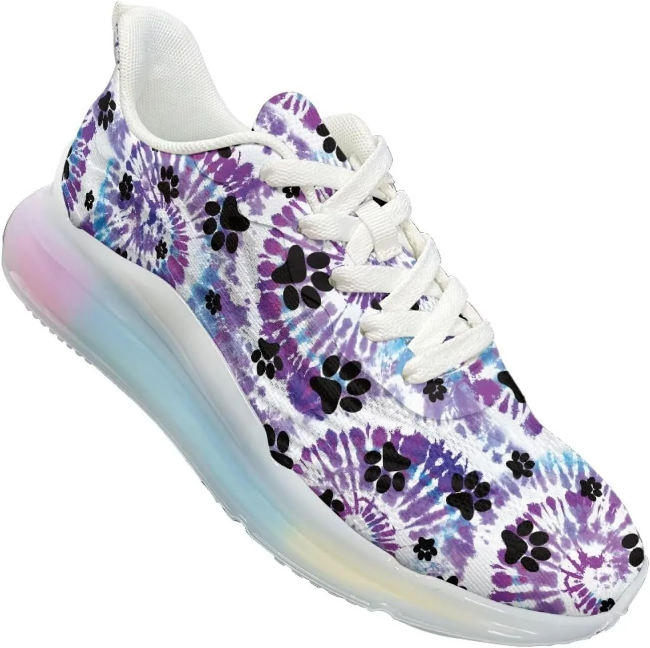 Women's Rainbow Sneaker Cozy Lightweight Air Cushion Footwear Travel Sneaker Breathable Anti-Slip Walking Shoes for Women US 6-11