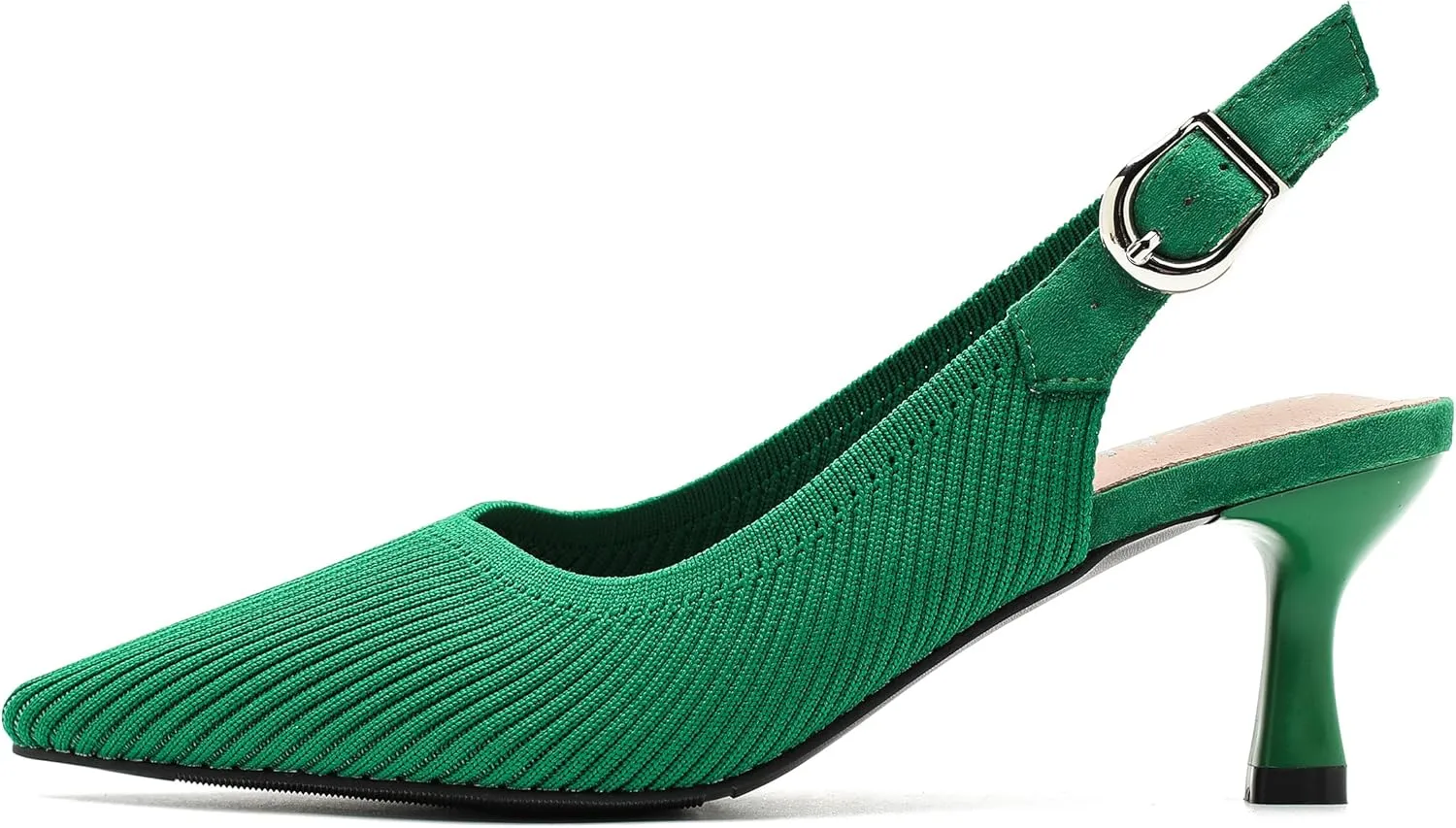 Women's Slingback Kitten Heels Pointed Toe Knit Pumps Slip On Dress Shoes