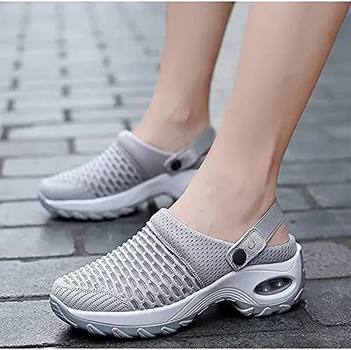 Women's Slip-On Mule Sneakers, Breathable Knit Casual Outdoor Walking Shoes, Soft and Comfortable Sports Sandals