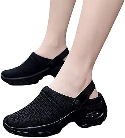 Women's Slip-On Mule Sneakers, Breathable Knit Casual Outdoor Walking Shoes, Soft and Comfortable Sports Sandals