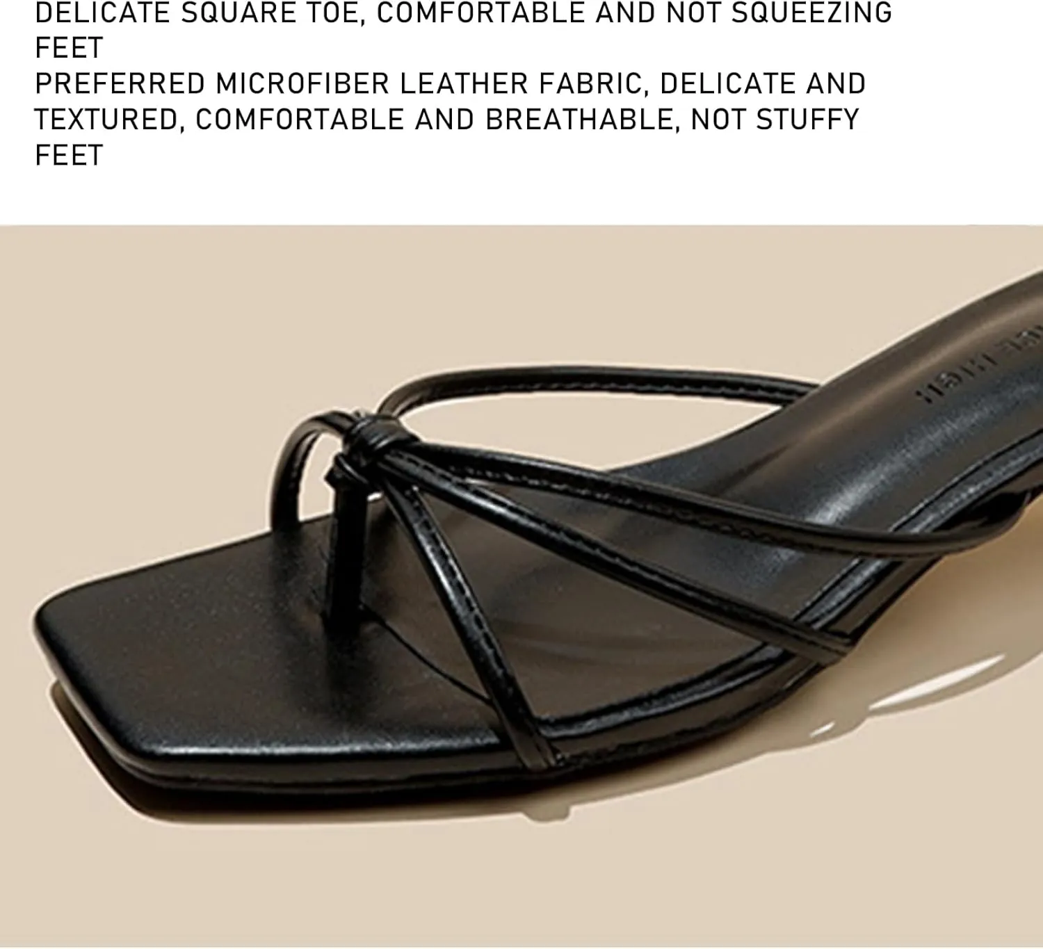 Women'S Strappy Square Toe Kitten Heel Sandals Fashion Knot Design Summer Open Toe Slip-On Low Heel Mule Sandals Prom Party Work