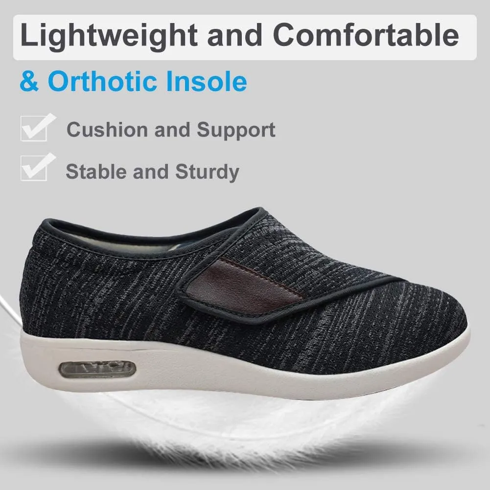 Womens Stylish Diabetic Shoes with Arch Support,Extra Wide Widths Walking Edema Sneakers Adjustable Strap Easy On/Off with 3 Pairs Insoles Replacement for Support Swollen Feet