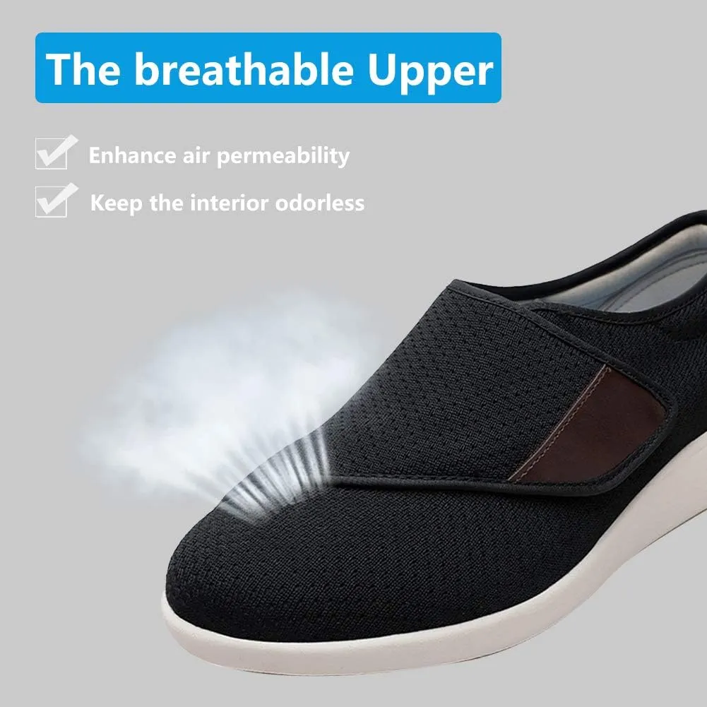 Womens Stylish Diabetic Shoes with Arch Support,Extra Wide Widths Walking Edema Sneakers Adjustable Strap Easy On/Off with 3 Pairs Insoles Replacement for Support Swollen Feet