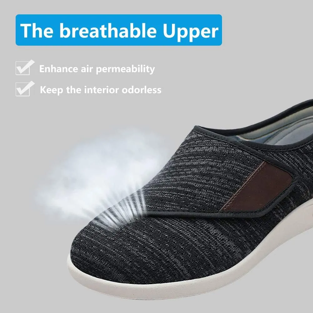 Womens Stylish Diabetic Shoes with Arch Support,Extra Wide Widths Walking Edema Sneakers Adjustable Strap Easy On/Off with 3 Pairs Insoles Replacement for Support Swollen Feet