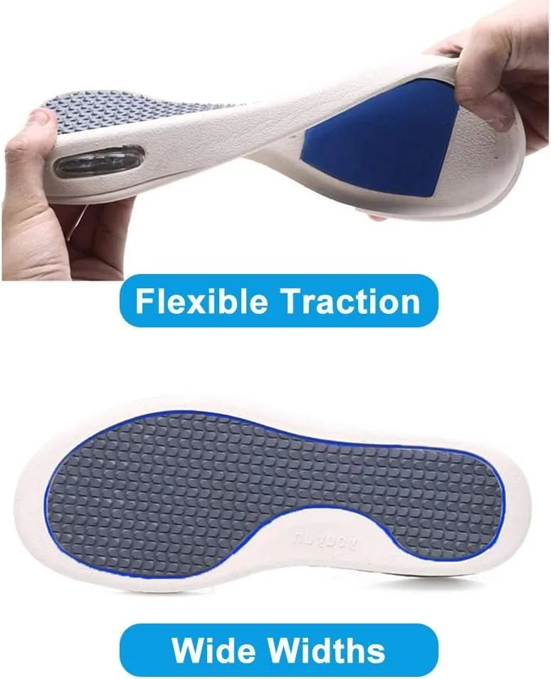 Womens Stylish Diabetic Shoes with Arch Support,Extra Wide Widths Walking Edema Sneakers Adjustable Strap Easy On/Off with 3 Pairs Insoles Replacement for Support Swollen Feet