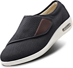 Womens Stylish Diabetic Shoes with Arch Support,Extra Wide Widths Walking Edema Sneakers Adjustable Strap Easy On/Off with 3 Pairs Insoles Replacement for Support Swollen Feet