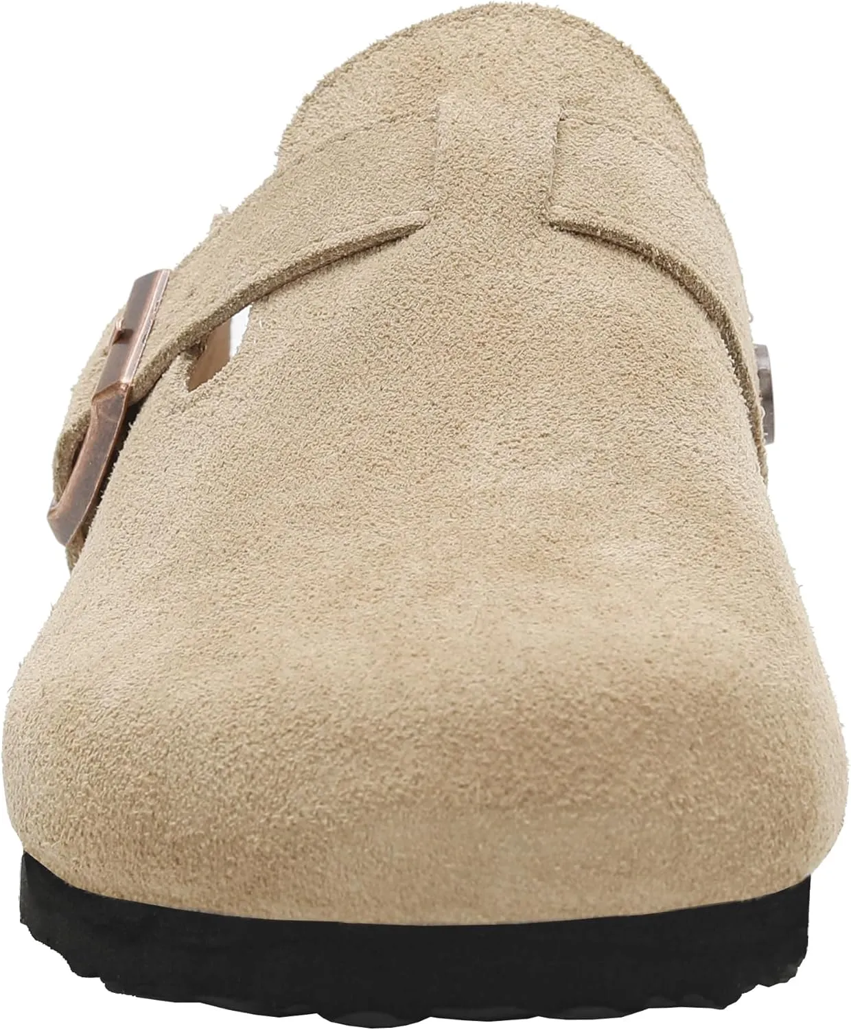 Women's Suede Clogs Men's Leather Mules Cork Footbed Sandals Slip-on Potato Shoes with Arch Support