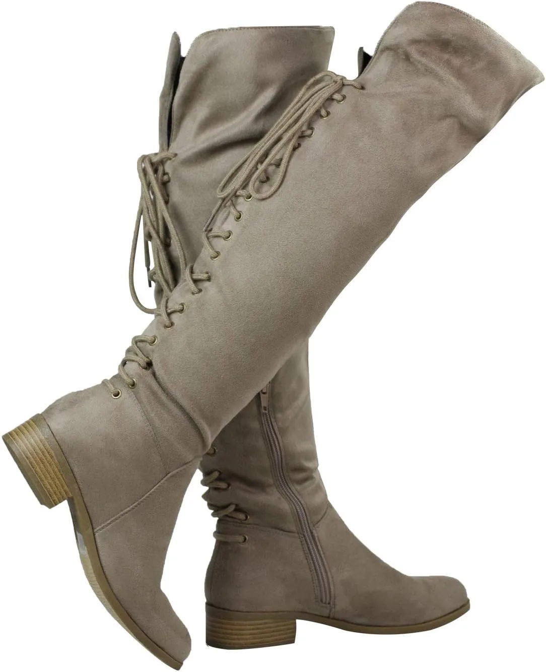 Women's Thigh High Flat Boots Stretchy Pull on Casual Boots by (TM)