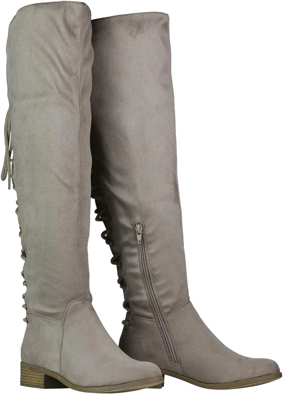 Women's Thigh High Flat Boots Stretchy Pull on Casual Boots by (TM)
