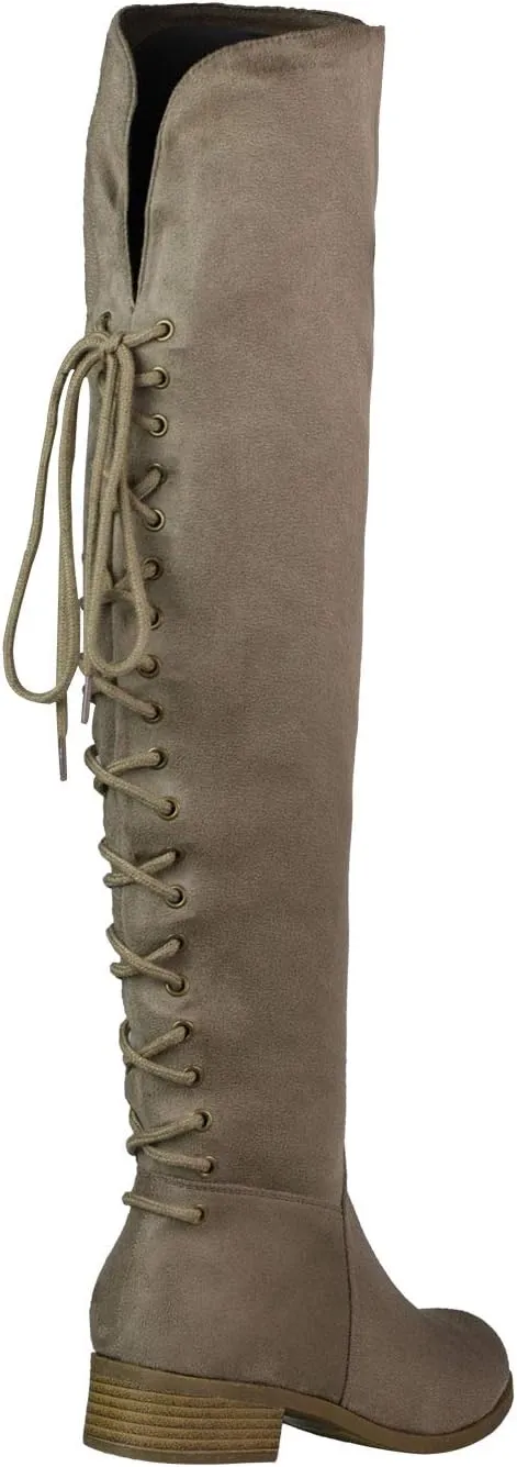 Women's Thigh High Flat Boots Stretchy Pull on Casual Boots by (TM)