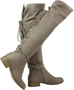 Women's Thigh High Flat Boots Stretchy Pull on Casual Boots by (TM)