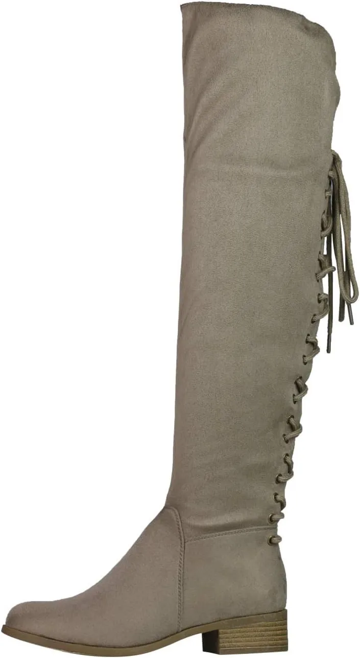 Women's Thigh High Flat Boots Stretchy Pull on Casual Boots by (TM)
