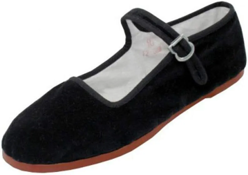 Women's Velvet Mary Jane Shoes Flat Ballet