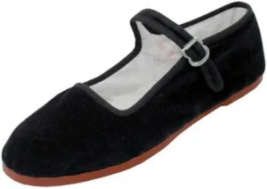 Women's Velvet Mary Jane Shoes Flat Ballet