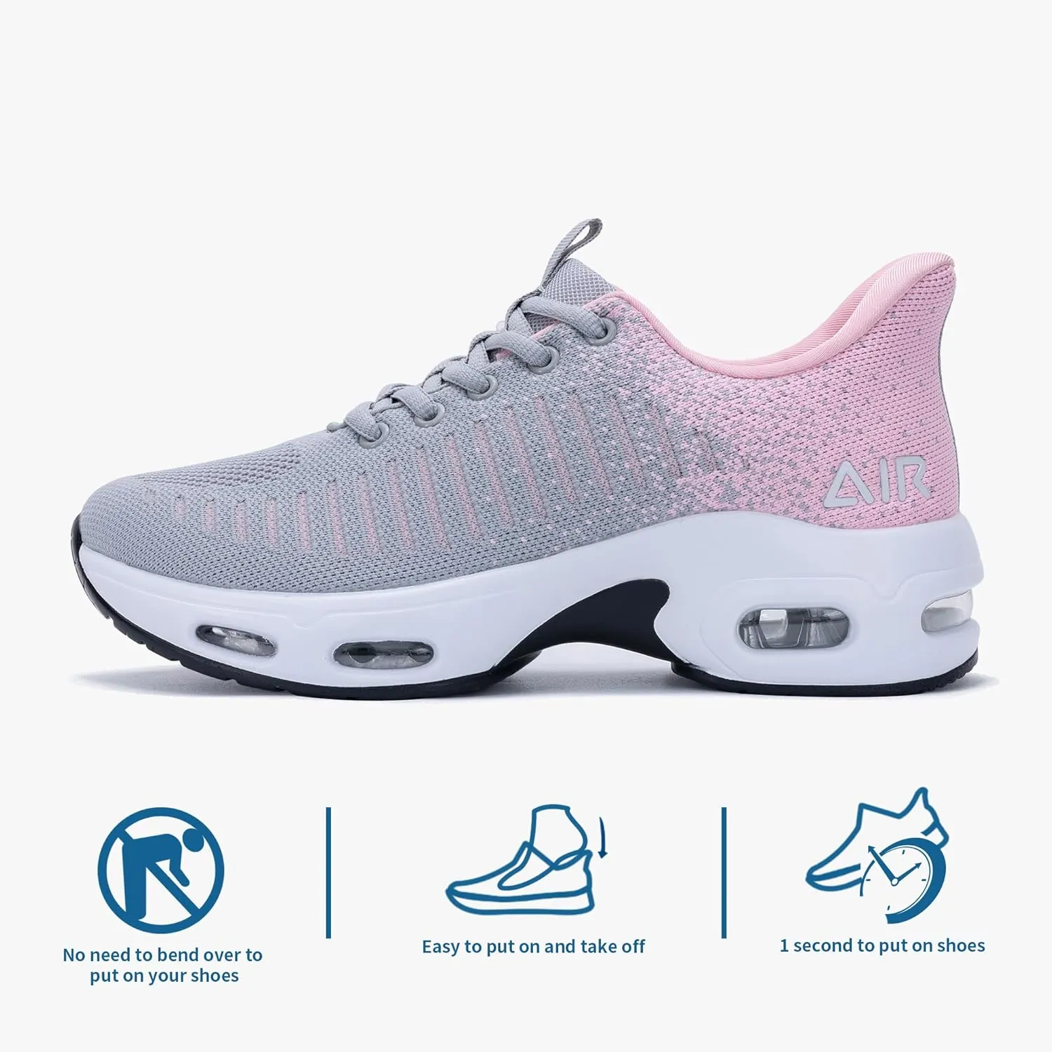 Women's Walking Shoes Slip On Sneakers, Easy Put On Air Tennis Shoes for Ladies