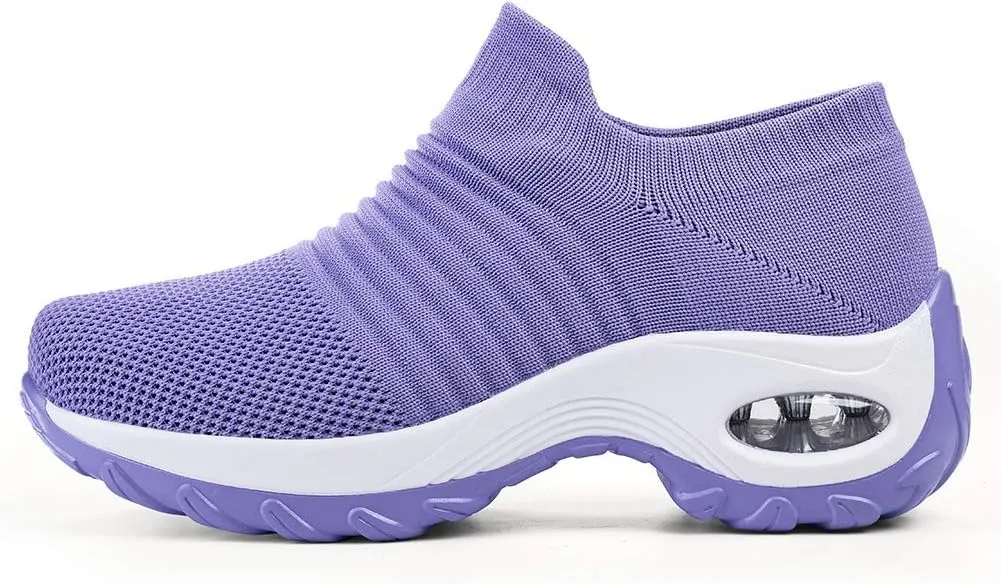 Women's Walking Shoes Sock Sneakers - Mesh Slip On Air Cushion Lady Girls Modern Jazz Dance Easy Shoes Platform Loafers