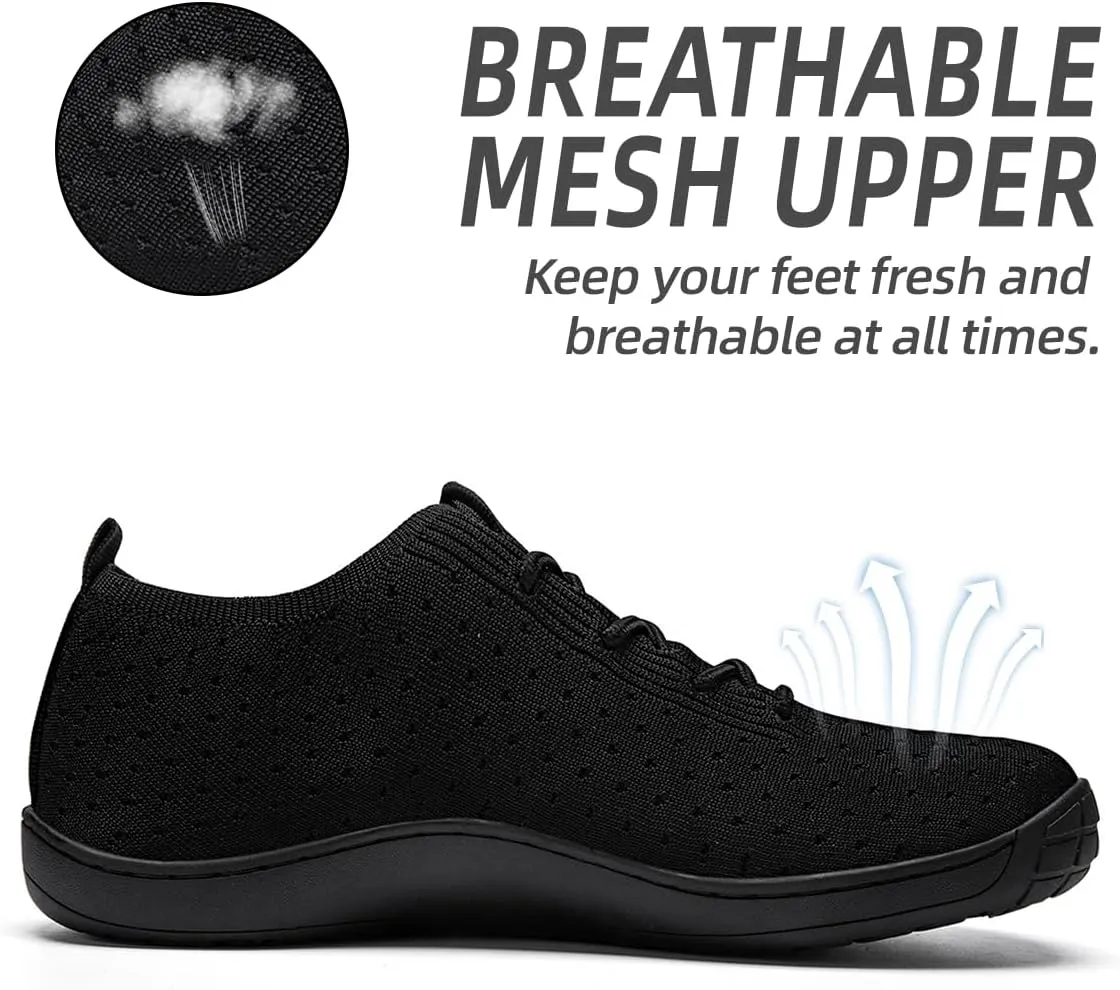 Womens Wide Toe Sneakers Walking Shoes Workout Slip On Sports Zero Drop Minimalism Lightweight Breathable Running Tennis Training Flat Sole