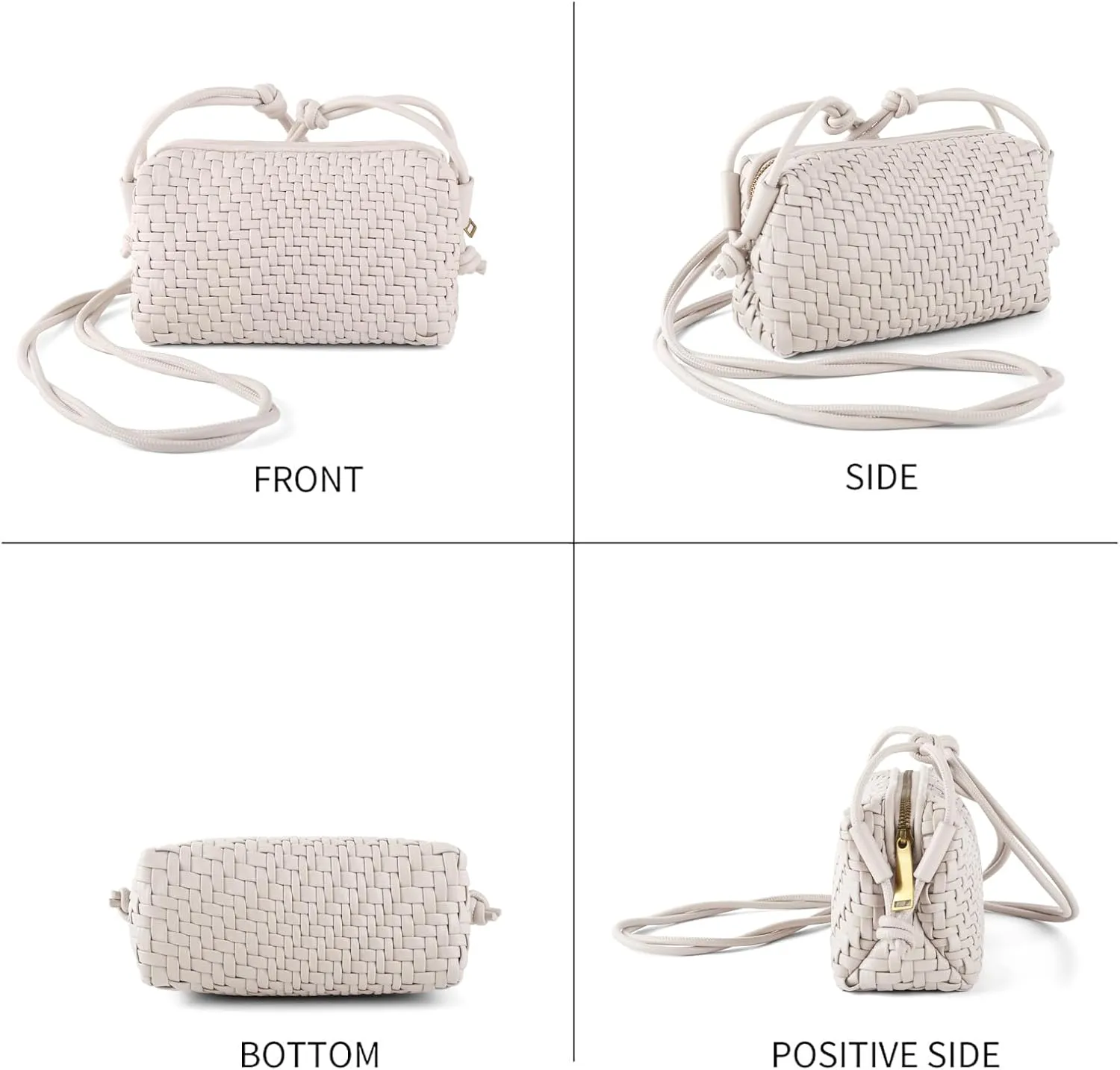 Woven Crossbody Bag Clutch Purse for Women,Small Vegan Leather Handmade Shoulderbag Handbag with Strap,Zipper Closure