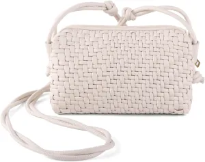 Woven Crossbody Bag Clutch Purse for Women,Small Vegan Leather Handmade Shoulderbag Handbag with Strap,Zipper Closure
