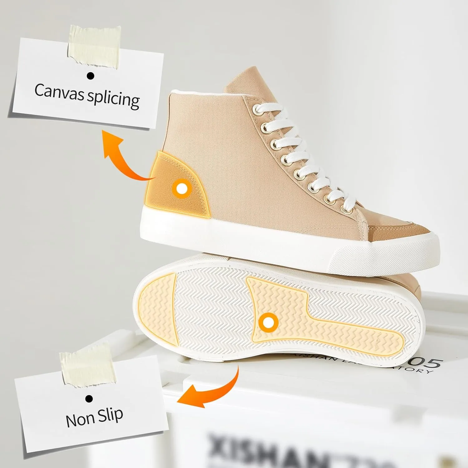 XRH Women's High Top Sneakers Canvas Shoes Black Hi Tops,Non Slip Casual Walking Shoes,White High Tops Sneakers for Women(Comfortableable,Fashion,Lace-up)