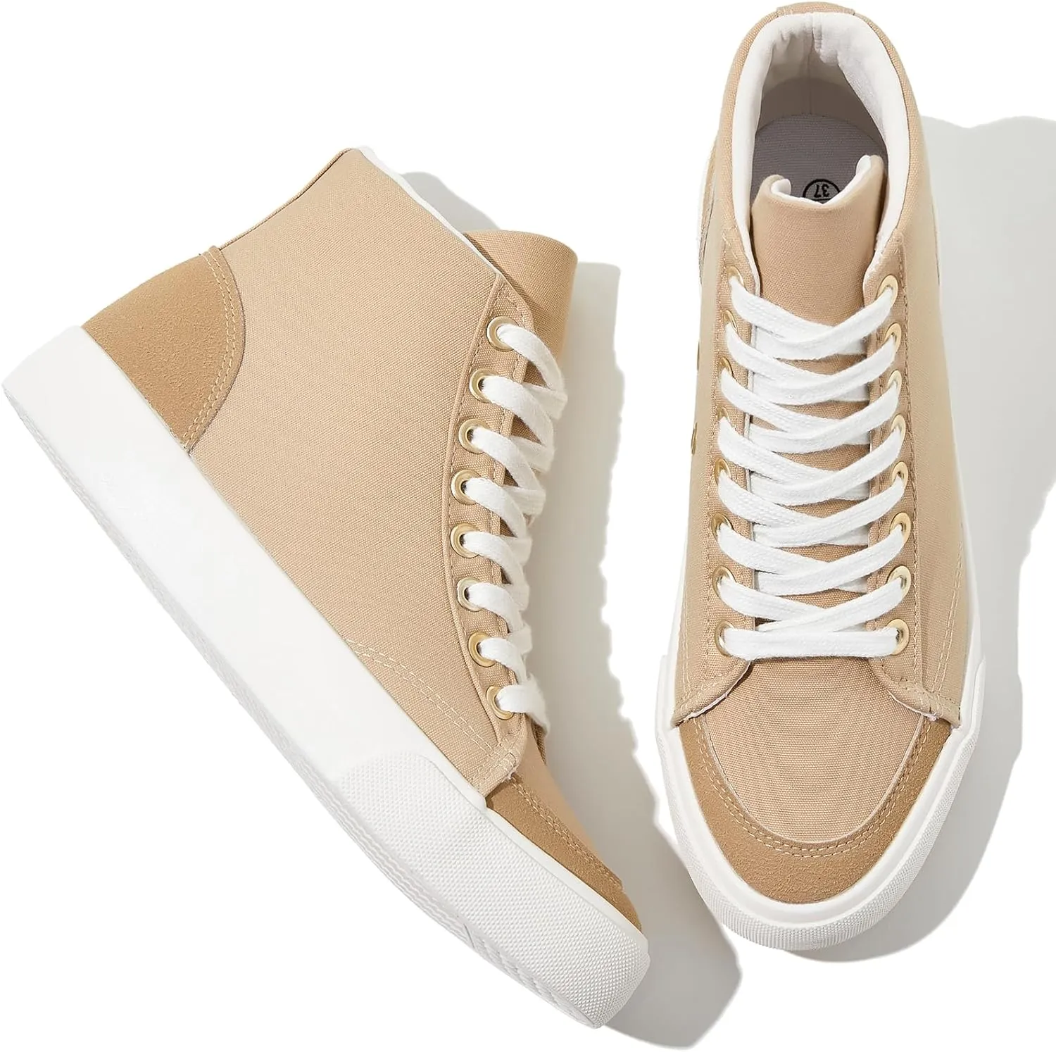 XRH Women's High Top Sneakers Canvas Shoes Black Hi Tops,Non Slip Casual Walking Shoes,White High Tops Sneakers for Women(Comfortableable,Fashion,Lace-up)