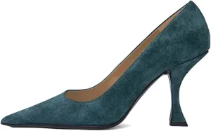 XYD Women Dress Classic Pumps Pointed Toe Mid High Flared Heels Slip On Office Lady Party Event Formal Shoes