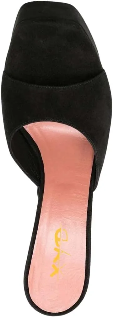 XYD Women Open Square Toe Platform Slide Sandals High Chunky Heel Slip On Mule Slippers Backless Party Event Dress Shoes