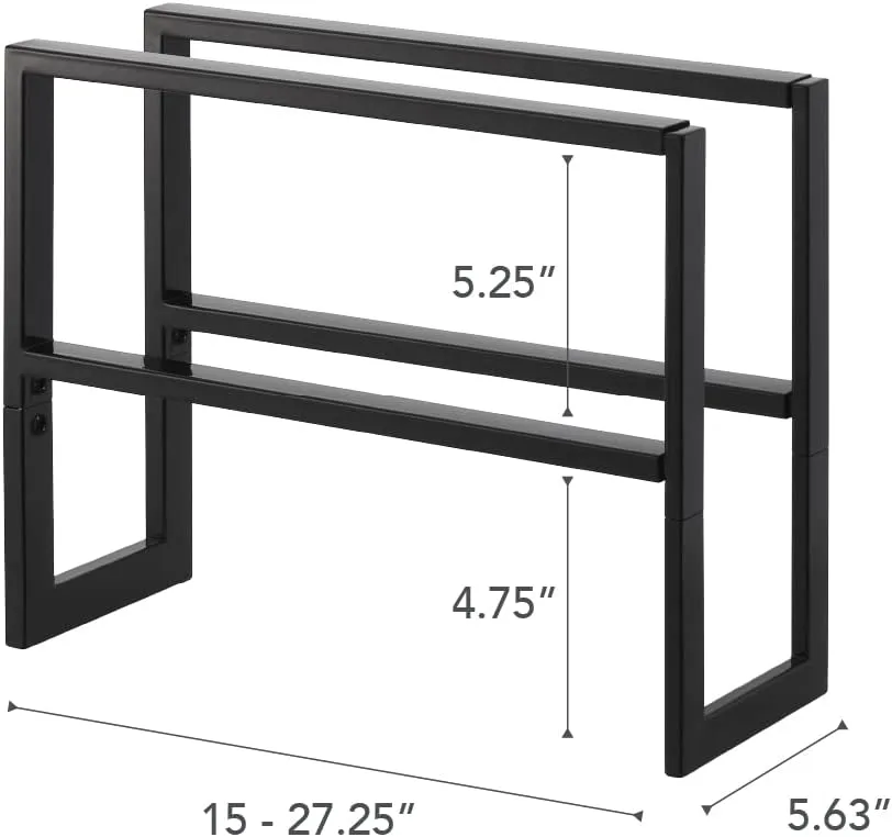 Yamazaki Home Expanding Shoe Rack, Metal, Adjustable Steel One Size Black