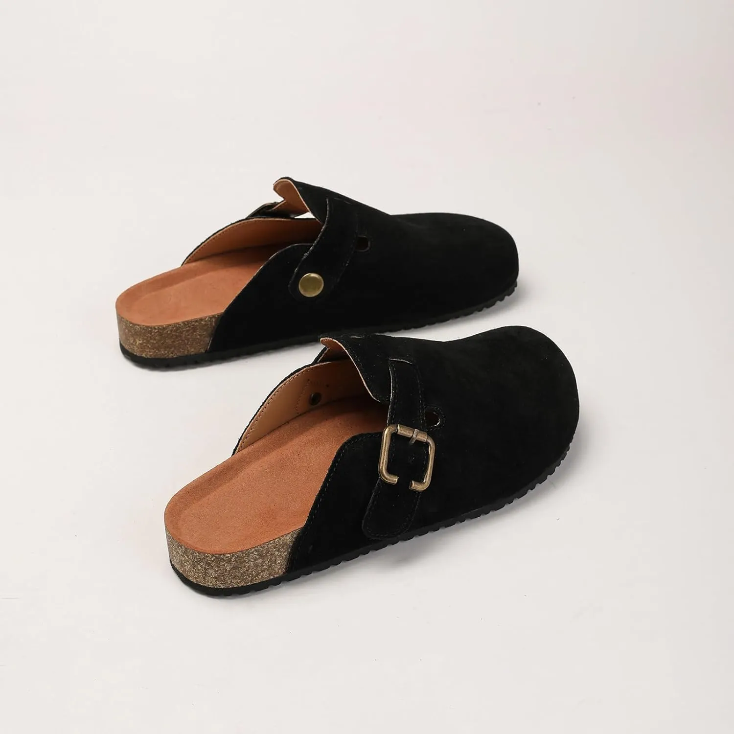 Yenktwei Women's Suede Clogs Cork Footbed Mule Shoes for Women Casual Slip-On Sandals with Arch Support