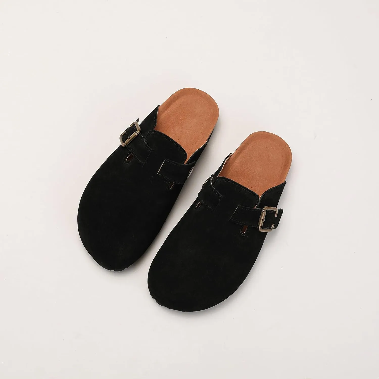 Yenktwei Women's Suede Clogs Cork Footbed Mule Shoes for Women Casual Slip-On Sandals with Arch Support